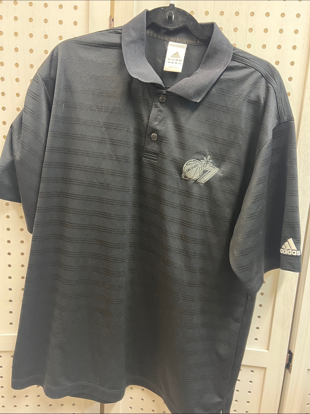 adidas Black Men's Polo with Subtle Stripe Texture
